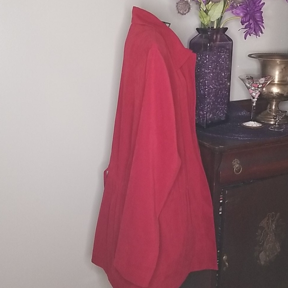 Coldwater Creek Extra Large Red Velvety Lightweight Front Zipper Jacket - Picture 4 of 5
